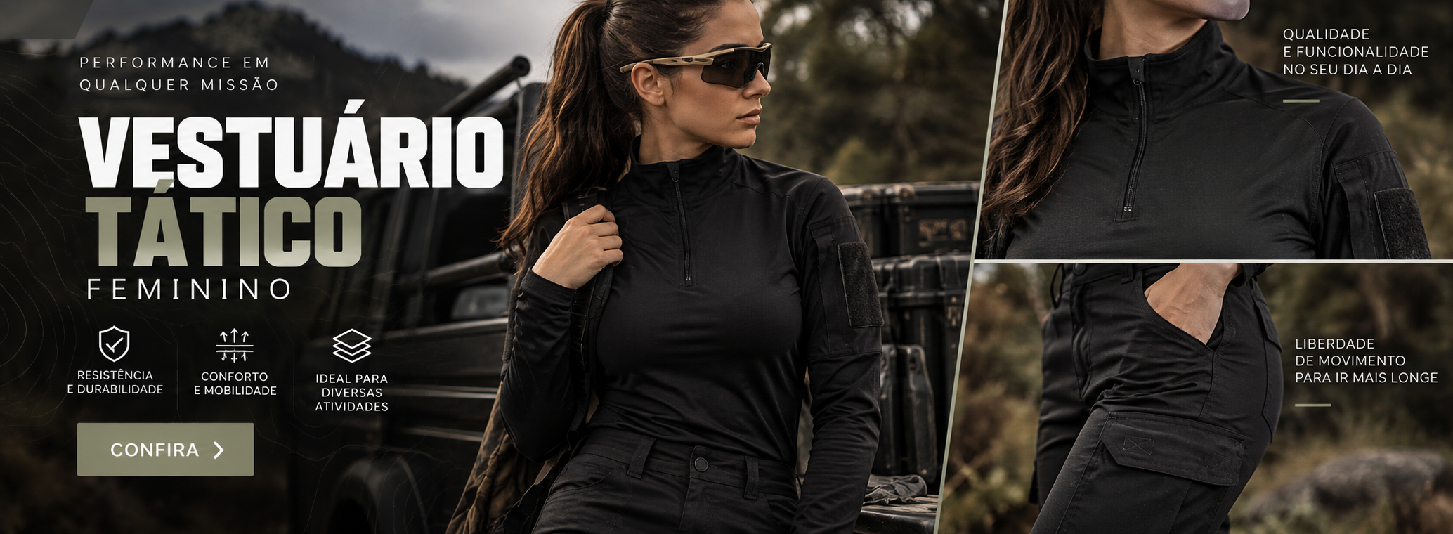 vestuario tatico feminino na natureza